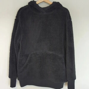 Athleta Solstice Reversible Sherpa Hoodie Sweatshirt Black Women's Small Warm